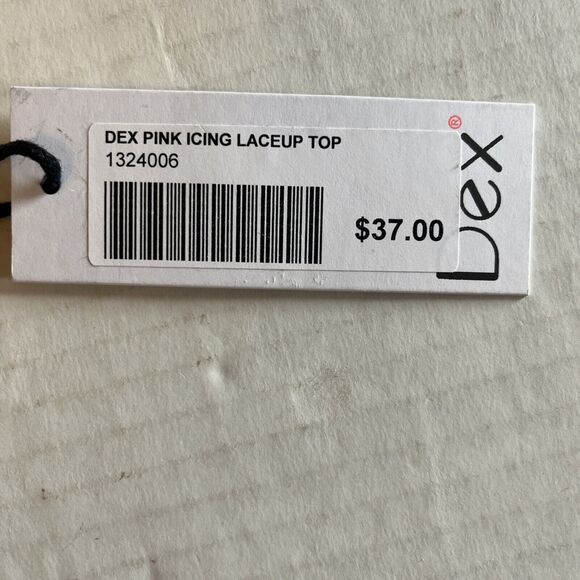 Dex Juniors Women’s Pink Icing Lace-Up Poly-Linen Blend T-Shirt Top Size XS - Picture 4 of 10